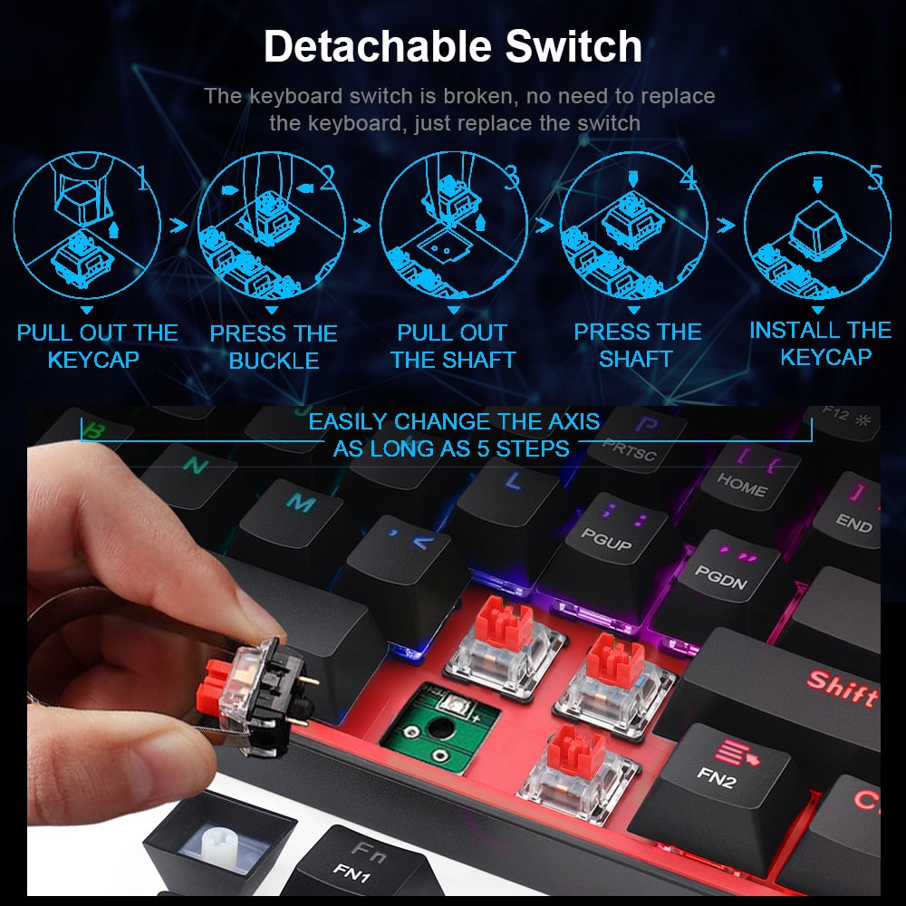 Mini teclado mecánico para juegos con cable
