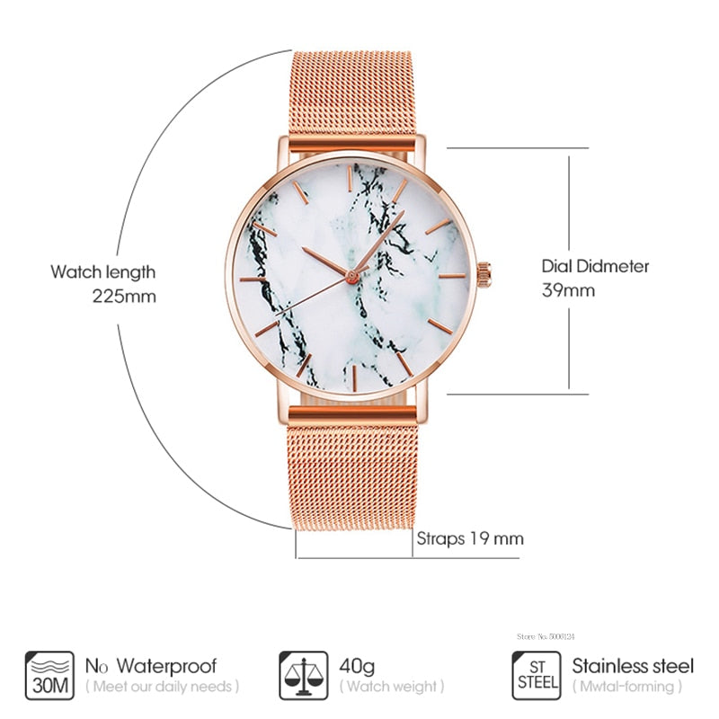 Fashion Rose Gold Watch and Mesh Band
