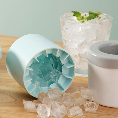 Cubo portátil para fabricar hielo con cilindro de silicona