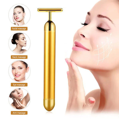 Masajeador con rodillo facial Energy 24K Gold T Beauty Bar