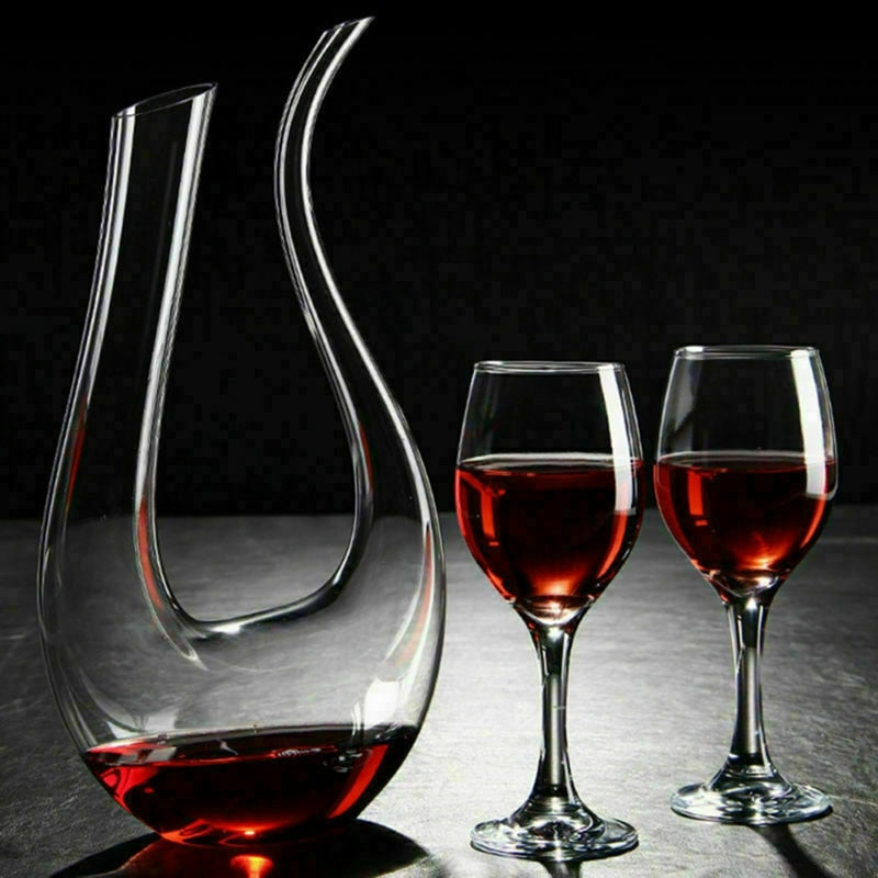 Decantador de vino de cristal en forma de U de 1500 ml